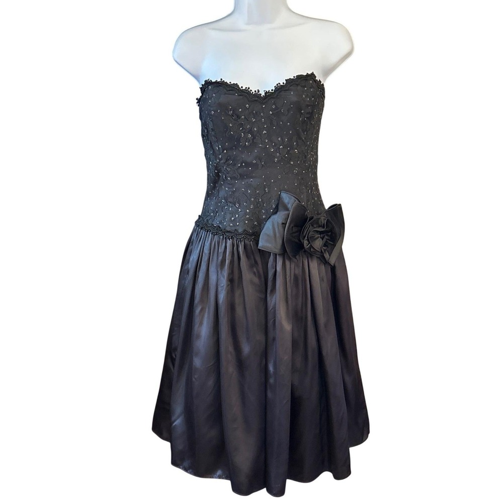 Vintage Scott McClintock Strapless Dress Goth Prom Romantic 80s 90s Whimsigoth